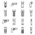 Taser icons set outline vector. Police gun