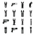 Taser icons set simple vector. Police gun