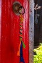 Red door in Tashilhunpo Monastery Tibet, China Royalty Free Stock Photo