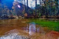 Tashiro pond surrounded by woods mountains, late autumn season in Kamikochi ,Japan Royalty Free Stock Photo