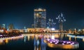 Tashkent City Park illuminated at night