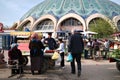 Tashkent, Uzbekistan : April 9 ,2023 Many people at Chorsu Bazaar is the traditional bazaar located in the center of the