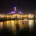 TASHKENT, UZBEKISTAN - JANUARY 7, 2023: `Magic City` amusement park on a late evening.