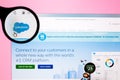 Tashkent, Uzbekistan, May 15, 2020: Photo of Salesforce website homepage on a monitor screen through a magnifying glass. Royalty Free Stock Photo