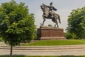 TASHKENT, UZBEKISTAN - MAY 3, 2018: Tamerlane Timur statue on the Skver Im. Amira Temura square in Tashkent, Uzbekist