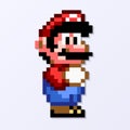 TASHKENT, UZBEKISTAN - NOVEMBER 9, 2020: Super Mario World pixelated retro video game. Mario character. Pixel art vector