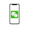 Wechat app icon logo on iphone screen