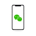 Wechat app icon logo on iphone screen