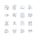 Task accomplishment line icons collection. Success, Achievement, Accomplishment, Completion, Triumph, Victory