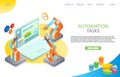 Task automation landing page website vector template