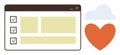 Task Checklist in a Browser Window Next to Heart and Cloud Symbols Royalty Free Stock Photo