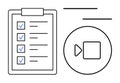 Task Checklist with Check Marks and Video Play Button for Digital Planning and Online Collaboration Royalty Free Stock Photo