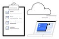 Digital Task Management with Checklist, Cloud Connectivity, and Online Collaboration Tools Royalty Free Stock Photo