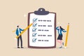 Task checklist, clipboard with to do list checkmark, task management to track work completion, accomplishment, survey or