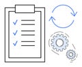Task Checklist with Gear Mechanism and Arrows Representing Workflow and Process Optimization Royalty Free Stock Photo