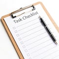 Task checklist with pen on clipboard
