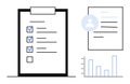 Task Checklist with Profile, Document, and Analytical Chart for Productivity and Data Management Royalty Free Stock Photo