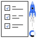 Task Checklist and Rocket Launch Representing Productivity and Growth Royalty Free Stock Photo