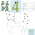Task for children in mathematics. Figure four. Connect dots and color the cat.