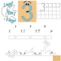 Task for children in mathematics. Figure three. Connect dots and paint the fence.