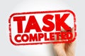 Task Completed text stamp, concept background Royalty Free Stock Photo