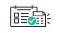 Task completion document icon with calendar list, vector design Generative AI Royalty Free Stock Photo