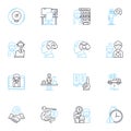 Task completion linear icons set. Achievement, Accomplishment, Success, Fulfillment, Progress, Efficiency, Productivity