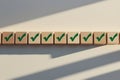 Task Completion Progress on Wooden Blocks. Productivity & Goal Tracking Concept Royalty Free Stock Photo