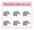 Task for development of attention and logic. Cartoon elephant Royalty Free Stock Photo