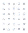 Task efficiency line icons collection. Streamlining, Optimization, Productivity, Focus, Automation, Time-management