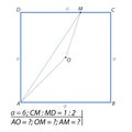 The task of finding sides of a triangle AOM