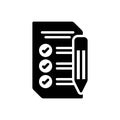 Black solid icon for Task, check and note Royalty Free Stock Photo
