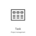task icon vector from project management collection. Thin line task outline icon vector illustration. Linear symbol for use on web