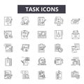 Task line icons for web and mobile design. Editable stroke signs. Task outline concept illustrations