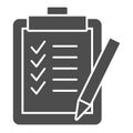 Task list solid icon. Clipboard vector illustration isolated on white. Checklist glyph style design, designed for web