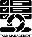 task management, agile, development, backlog, requirement, testing, product backlog solid glyph icon