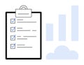 Task Management Checklist with Progress Chart and Cloud Icon Data Analytics and Productivity Royalty Free Stock Photo