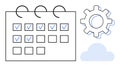 Task Management Concept with Calendar, Gear, and Cloud Elements in Minimal Design Royalty Free Stock Photo