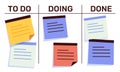 Task management, kanban board for planning and tracking work process. Doing, done, columns with