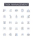 Task management line icons collection. Time management, Project planning, Duty assignment, Responsibility tracking