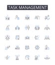 Task management line icons collection. Time management, Project planning, Duty assignment, Responsibility tracking