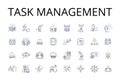 Task management line icons collection. Time management, Project planning, Duty assignment, Responsibility tracking