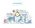 Task management, productivity, planning, coordination. Time management, business analysis, research. Royalty Free Stock Photo