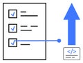 Data Workflow Management with Task Checklist and Arrow Progress or Upload Royalty Free Stock Photo