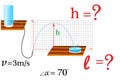 The task of physics on the subject of motion of a body under the action of gravity, motion at an angle to the horizon