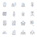 Task proficiency line icons collection. Competence, Expertise, Proficiency, Mastery, Skillfulness, Efficiency, Prowess