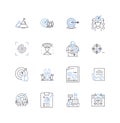 Task purposes line icons collection. Assignments, Objectives, Goals, Projects, Aims, Missions, Duties vector and linear