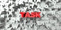 TASK - Red text on typography background - 3D rendered royalty free stock image