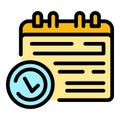 Task schedule approved calendar icon vector flat