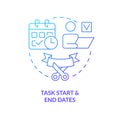 Task start and end dates blue gradient concept icon